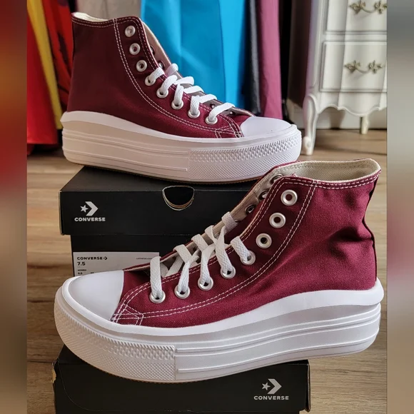 NEW Converse Chuck Taylor Move Hi Platform Hightop Dark Beet Root Size 7 - Picture 2 of 5